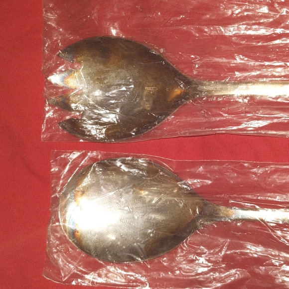 QUEEN ANNE SILVER PLATED ENGLAND SIGNED 2 Piece Set Large Fork & Spoon - Picture 6 of 16